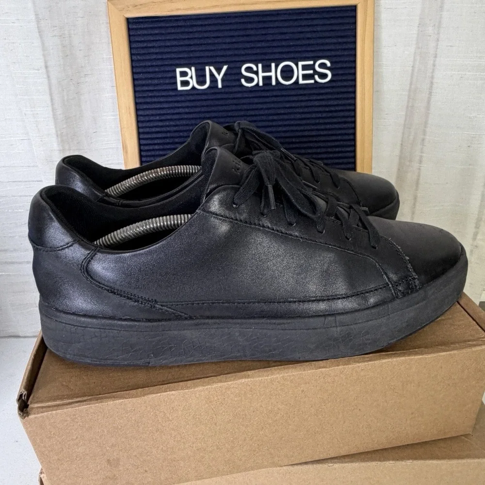 Kizik‎ Vegas Handsfree Sneakers Mens Size 10.5 Black Leather Comfort Shoes